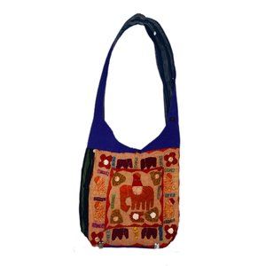Ess Bohemian Hippie Fabric Crossbody Shoulder Bag Hand Stitched Applique